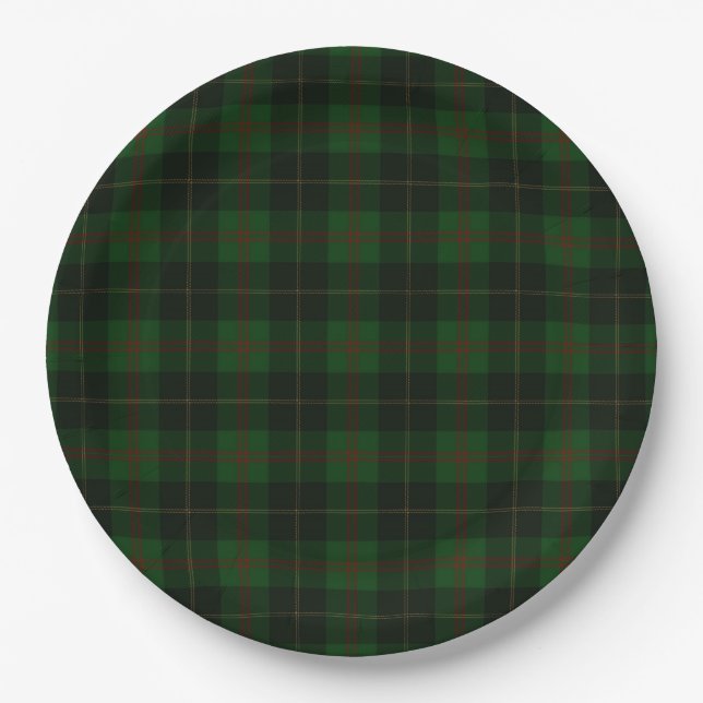 Green Tartan Plaid Scottish Pattern Paper Plates (Front)