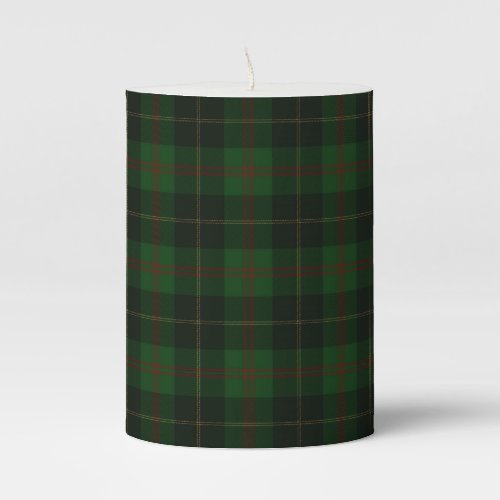 Green Tartan Plaid Scottish Pattern Pillar Candle