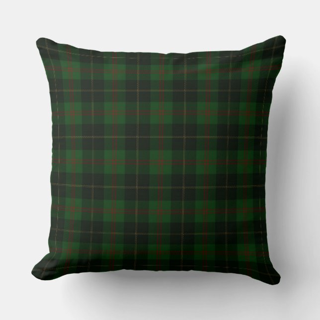 Green Tartan Plaid Scottish Pattern Throw Pillow (Front)