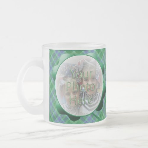 Green Tartan Plaid Shamrock Customized Photo Mug