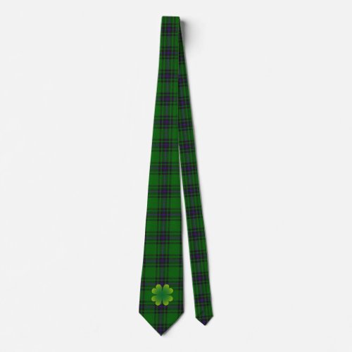 Green Tartan Plaid  Shamrock St Patricks Day Neck Tie