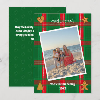 Green Tartan Plaid-Sweet Christmas GingerbreadPals Holiday Card