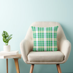 Green Tartan Plaid  Throw Pillow