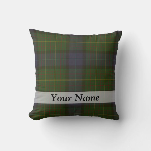 Green tartan plaid throw pillow (Front)