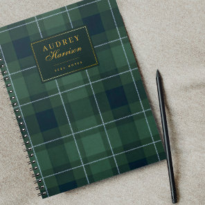 Green Tartan Polo Plaid Vintage Name 2026 Notes Notebook