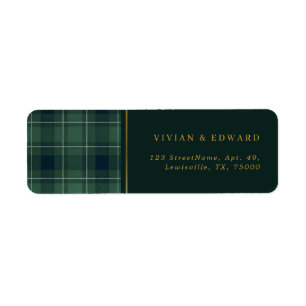 Green Tartan Polo Plaid Vintage Return Address Label