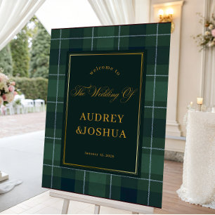 Green Tartan Polo Plaid Wedding Welcome Sign