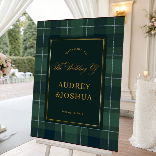 Green Tartan Polo Plaid Wedding Welcome Sign (Creator Uploaded)