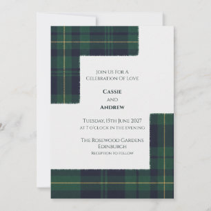 Green Tartan Scottish Wedding Invitation