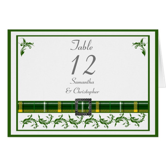 Green tartan table number (Front Horizontal)