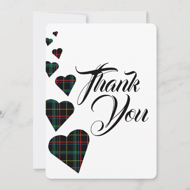 Green Tartan Thank You card (Front)
