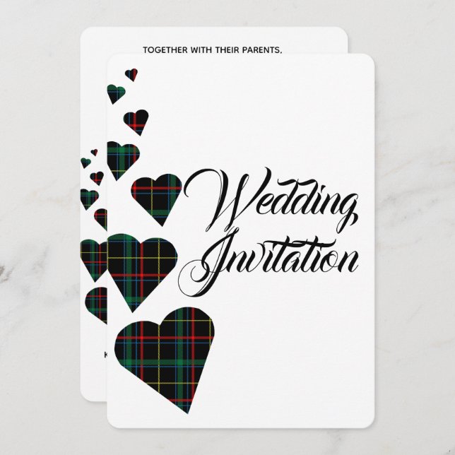 Green Tartan Wedding Invitation (Front/Back)