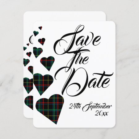 Green Tartan Wedding Save The Date Invitation