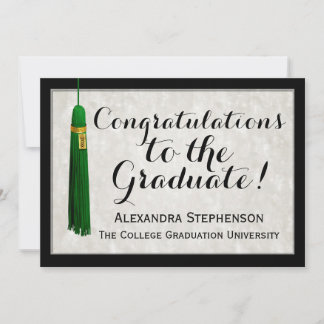 Green Tassel Congratulations Graduate Graduation Invitation