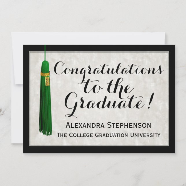 Green Tassel Congratulations Graduate Graduation Invitation (Front)