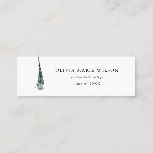 Customizable Green Tassel Graduation Name Card