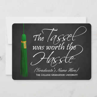 Green Tassel Worth the Hassle College Graduation Invitation