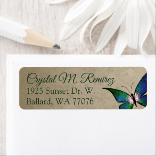 Green, Taupe Butterfly Return Address Labels