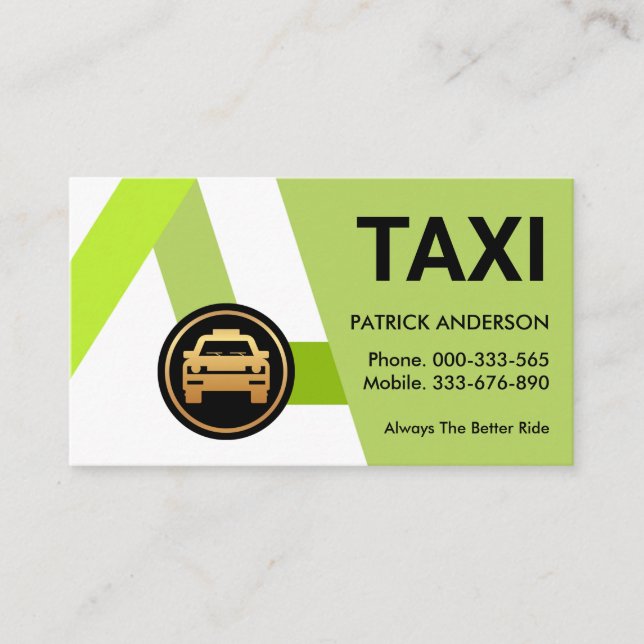 Green Taxi Routes Ride Share Business Card (Front)