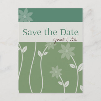 Green Tea Bloom Save the Date Announcement Postcard