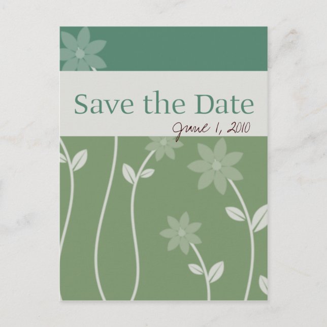 Green Tea Bloom Save the Date Announcement Postcard (Front)