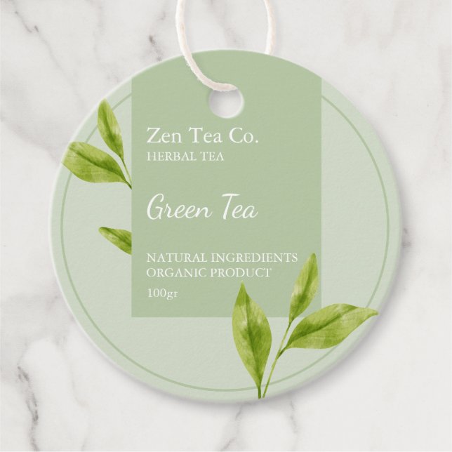Green Tea Herbal Tea Business Tag (Front)