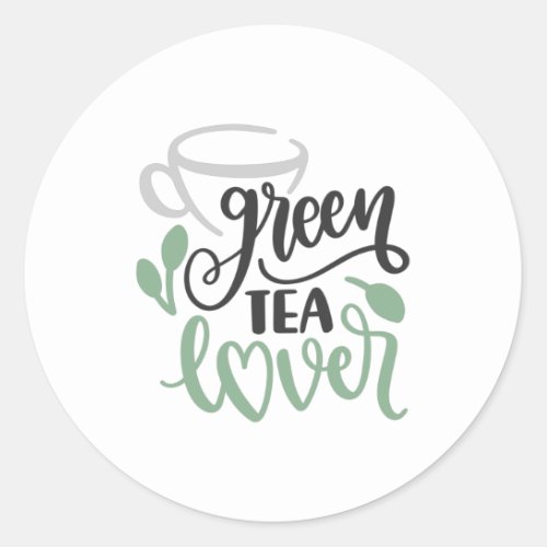 Green tea lover classic round sticker