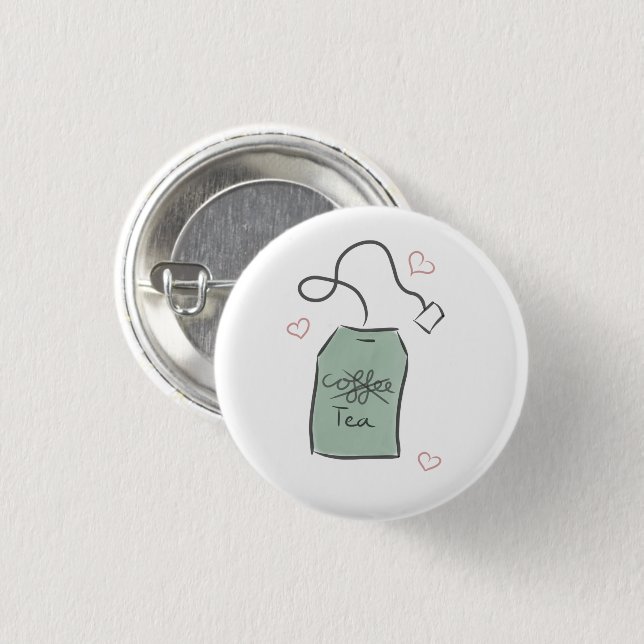 Green Tea Lover - Pin-up Round Badge Button (Front & Back)