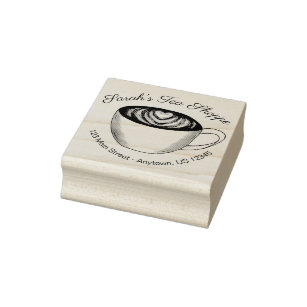Green Tea Matcha Latte Heart Personalized Coffee Rubber Stamp