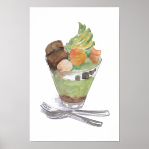 Green tea parfait Print