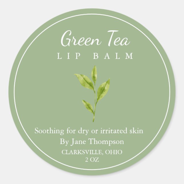 Green Tea Salve / balm Label (Front)