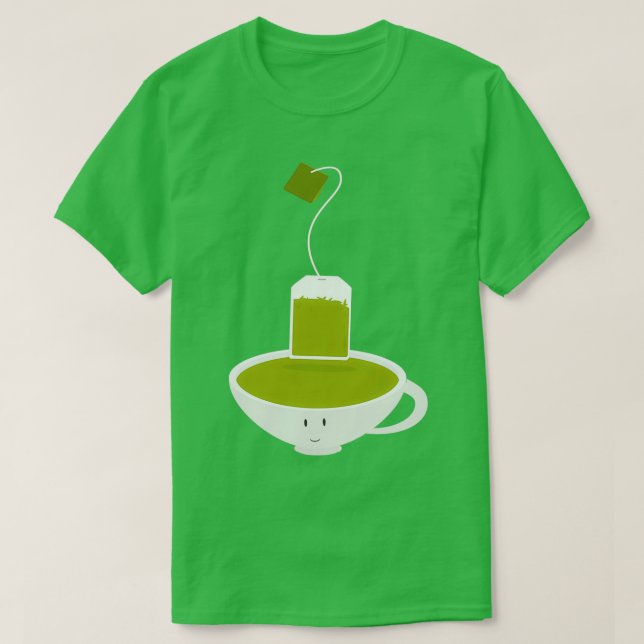 Green teacup and tea bag T-Shirt (Design Front)
