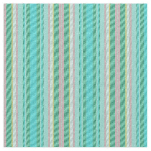 Green, Teal and Pink Abstract Geometric Stripes Fabric