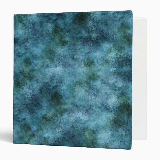 Green Teal Aqua Blue Earth Ocean Marble Abstract 3 Ring Binder (Front/Inside)