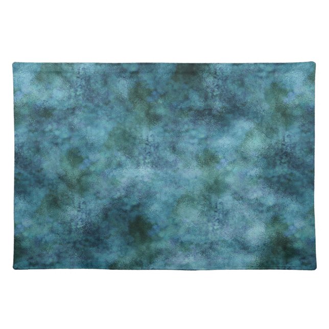 Green Teal Aqua Blue Earth Ocean Marble Abstract Cloth Placemat (Front)