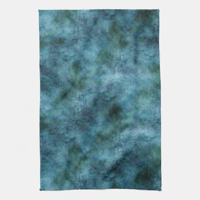 Green Teal Aqua Blue Earth Ocean Marble Abstract Kitchen Towel (Vertical)