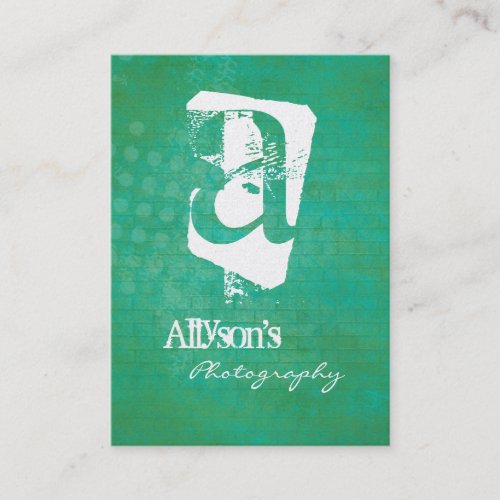 Green &amp; Teal Background Monogram Business Cards