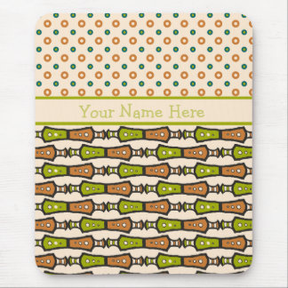 Green, Teal, Black, Cream Tribal: Mousepad
