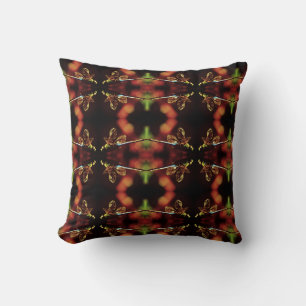 green teal blue dragonfly pattern solid back throw pillow