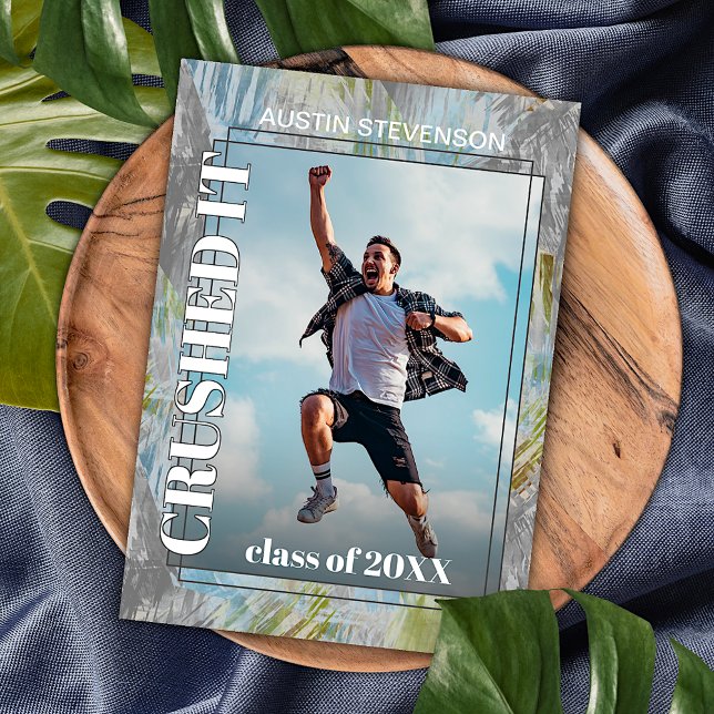 Green Teal Blue Gray Graduation Announcement Postcard (Creator Uploaded)