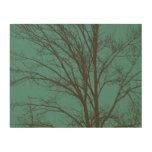 Green Teal Brown Tree Branches Wood Wall Art