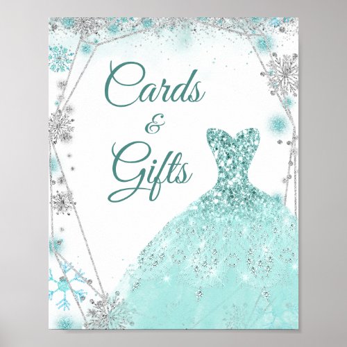 Green Teal Christmas Quinceaera Cards  Gifts Poster