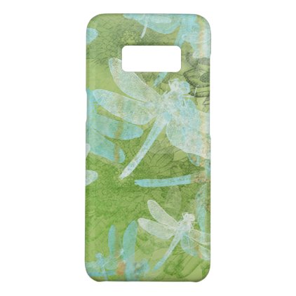 Green Teal Cream Stamped Dragonfly | Phone Cases