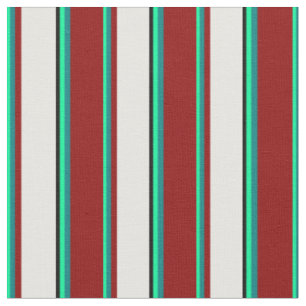 Green, Teal, Dark Red, White, and Black Pattern Fabric