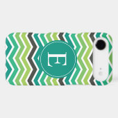 Green Teal Grey Gray Chevron Monogram iPod Touch 5G Cover (Back (Horizontal))