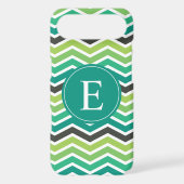 Green Teal Grey Gray Chevron Monogram iPod Touch 5G Cover (Back)