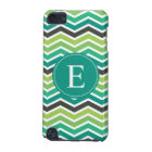 Green Teal Grey Gray Chevron Monogram