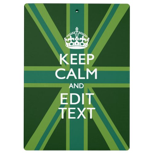 Green Teal Keep Calm And Get Your Text Union Jack Clipboard