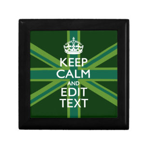 Green Teal Keep Calm And Get Your Text Union Jack Gift Box