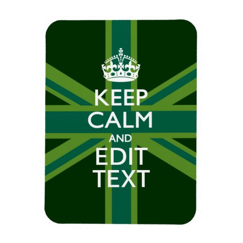 Green Teal Keep Calm And Get Your Text Union Jack Magnet